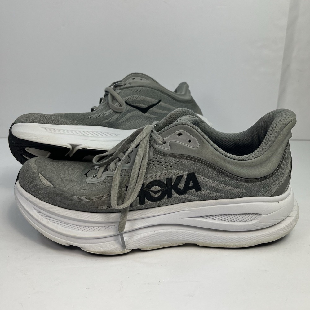 Hoka One One Bondi 9 Grey 1162013 GCTC Running Shoes Men's Size 11 2E WIDE